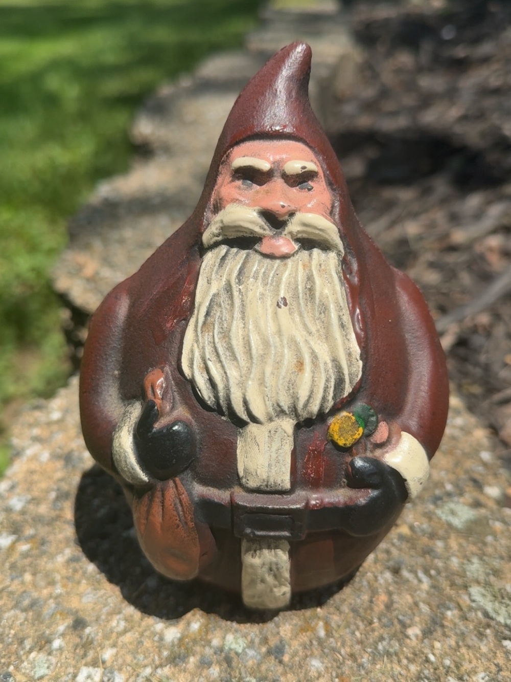 Vintage cast iron Santa bank